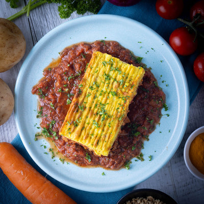 Rustic Lentil Shepard's Pie w Italian Tomato Sauce