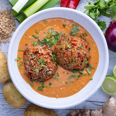 Asian Glazed Plant Balls w Satay Sauce (S)