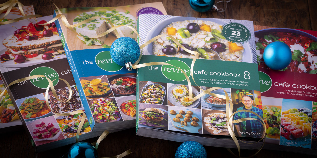 Revive Cafe. Vegan Cookbooks Reheat Meals Snacks Nut Butters Muesli