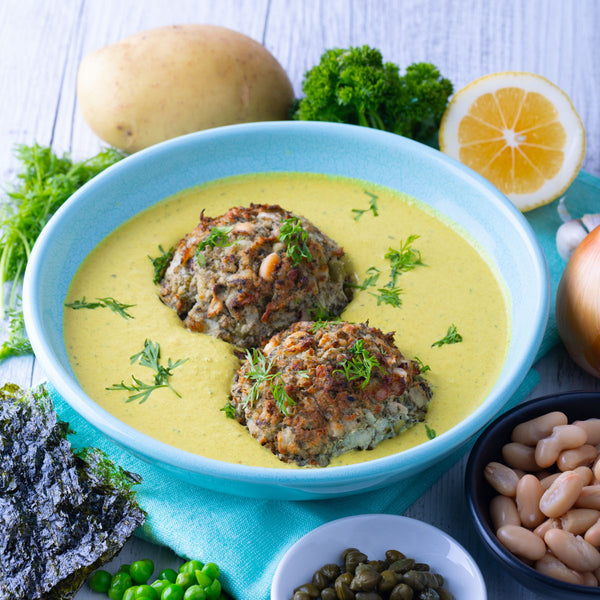 Reheat Meal: Vish Cakes w Dill & Creamy Lemon Sauce