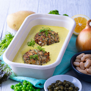 Reheat Meal: Vish Cakes w Dill & Creamy Lemon Sauce