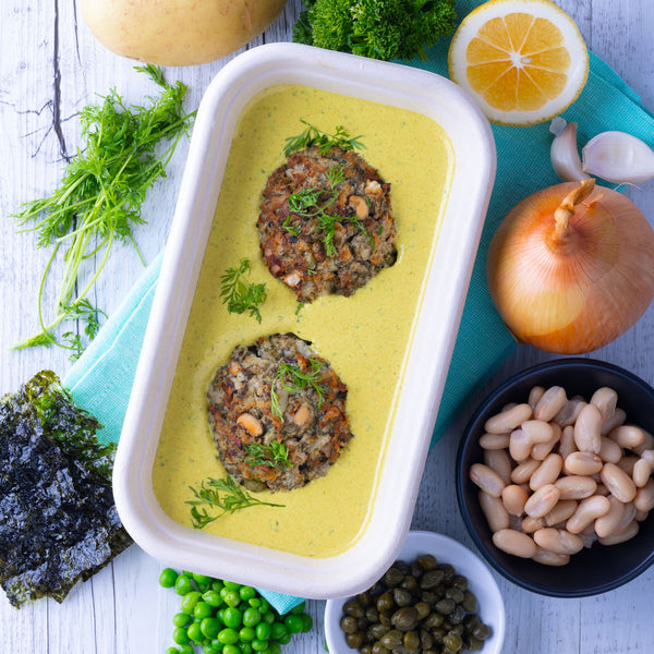 Reheat Meal: Vish Cakes w Dill & Creamy Lemon Sauce