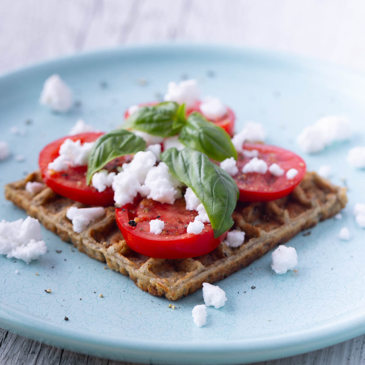 Herb & Onion Wopples + Fresh Tomato + Plant Feta + Fresh Basil