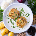 Greek Potato & Cauliflower Cakes w Creamy Cashew Sauce