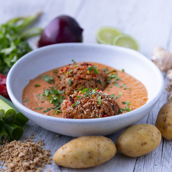 Sticky Asian Glazed Meatballs w Satay Sauce
