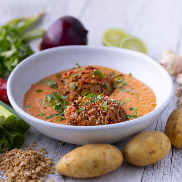 Sticky Asian Glazed Meatballs w Satay Sauce
