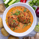 Sticky Asian Glazed Meatballs w Satay Sauce