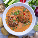 Sticky Asian Glazed Meatballs w Satay Sauce