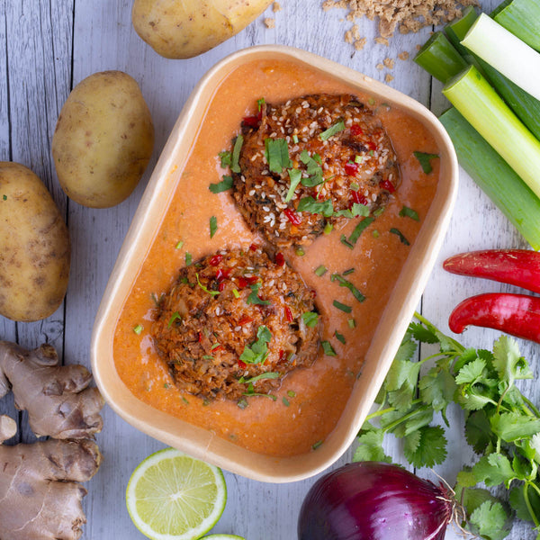 Sticky Asian Glazed Meatballs w Satay Sauce
