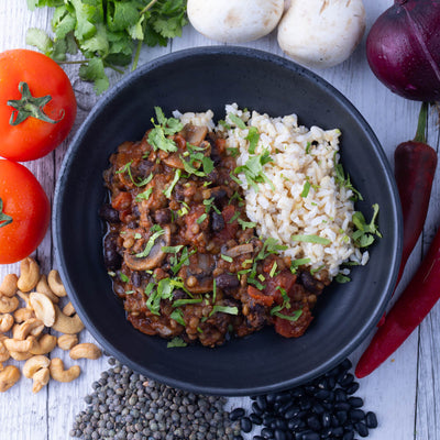 Luscious Lentil & Bean Chilli w Brown Rice (S)