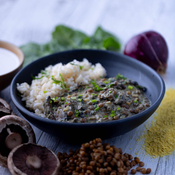 Creamy Mushroom & Coconut Dahl w Brown Rice