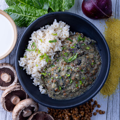 Comforting Mushroom & Coconut Dahl w Brown Rice
