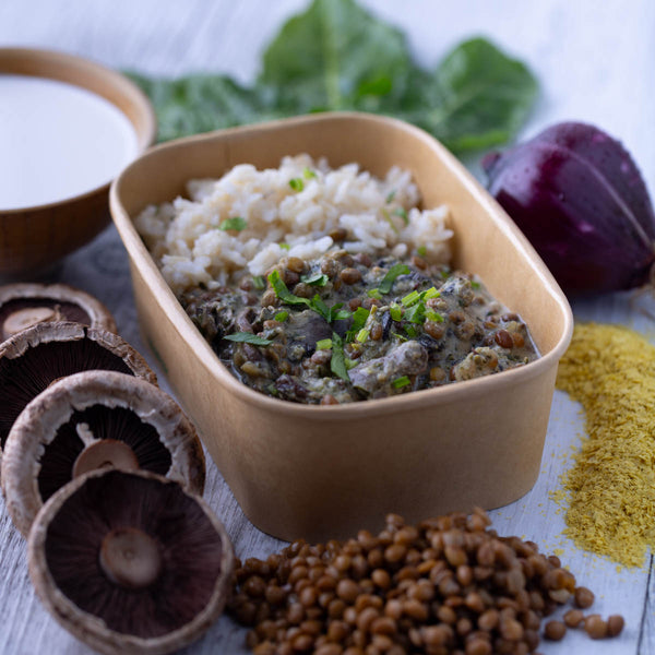 Creamy Mushroom & Coconut Dahl w Brown Rice