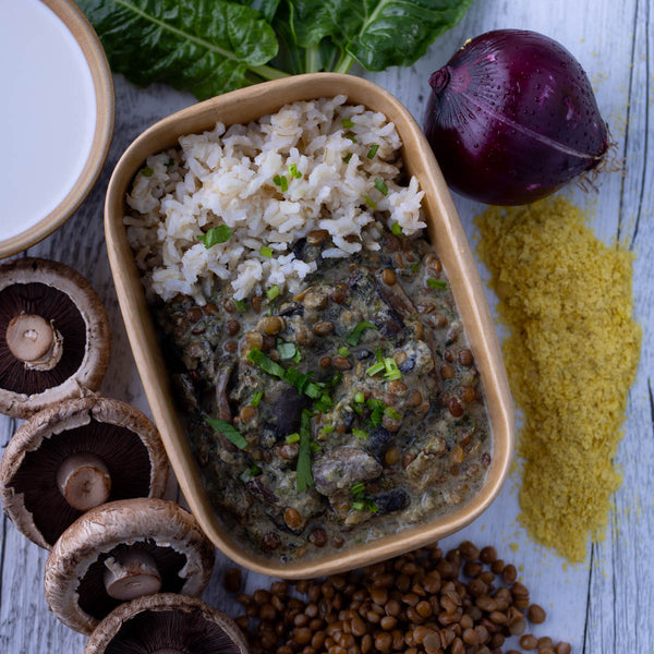 Creamy Mushroom & Coconut Dahl w Brown Rice