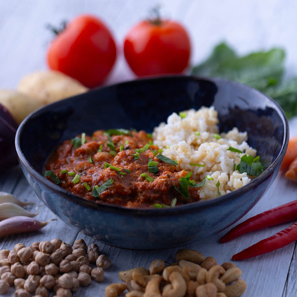 Creamy Chickpea Stroganoff w Brown Rice