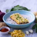 Spinach & Corn Torte w Cashew Lemon Sauce