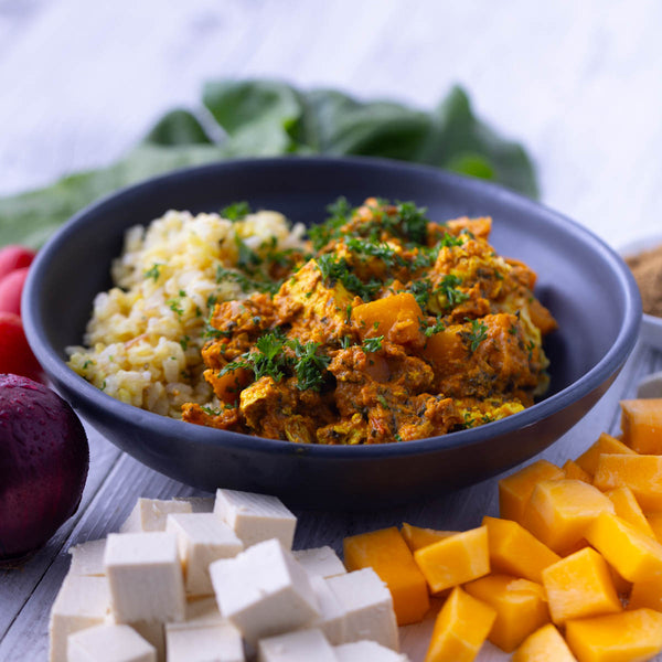 Pumpkin Spinach & Ginger Tofu Curry w Brown Rice