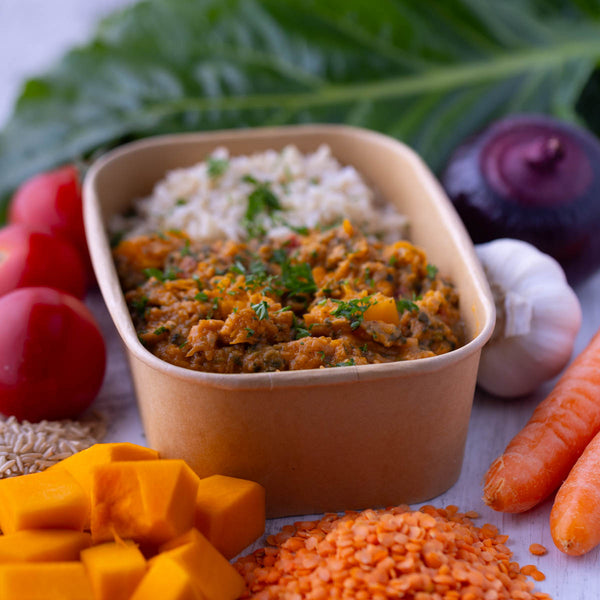 Nourishing Pumpkin, Tomato & Spinach Dahl w Brown Rice