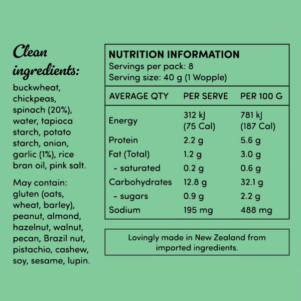 Wopples Spinach & Garlic 320g (pack of 8)