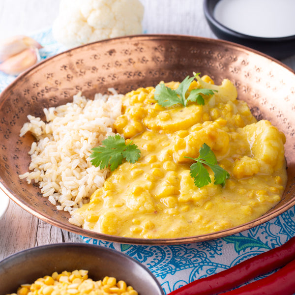 Reheat Hotpot: Curried Roasted Cauliflower Dahl w Brown Rice - Revive Cafe